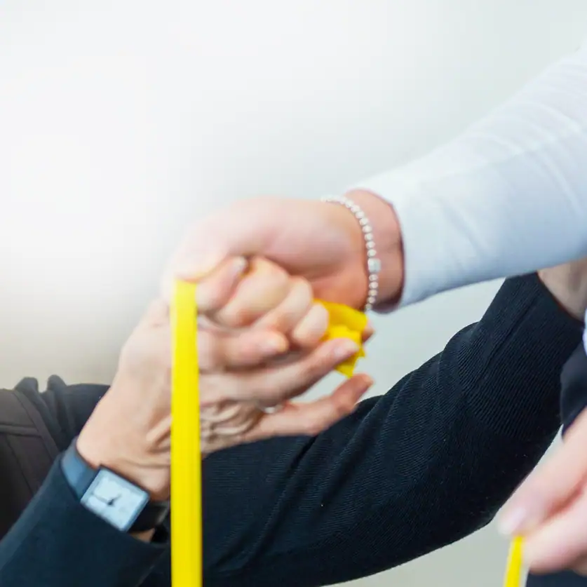 Hand grip strength test for rehabilitation and physical therapy.